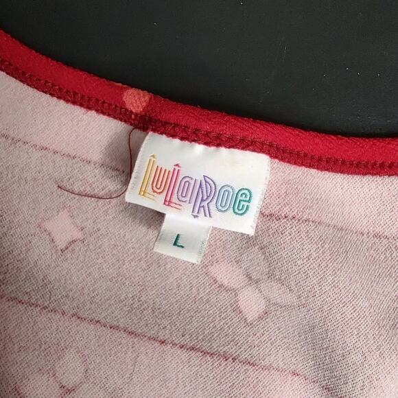 Lularoe Nicole Red and Pink Fit and Flare Dress Size Large - Picture 2 of 6